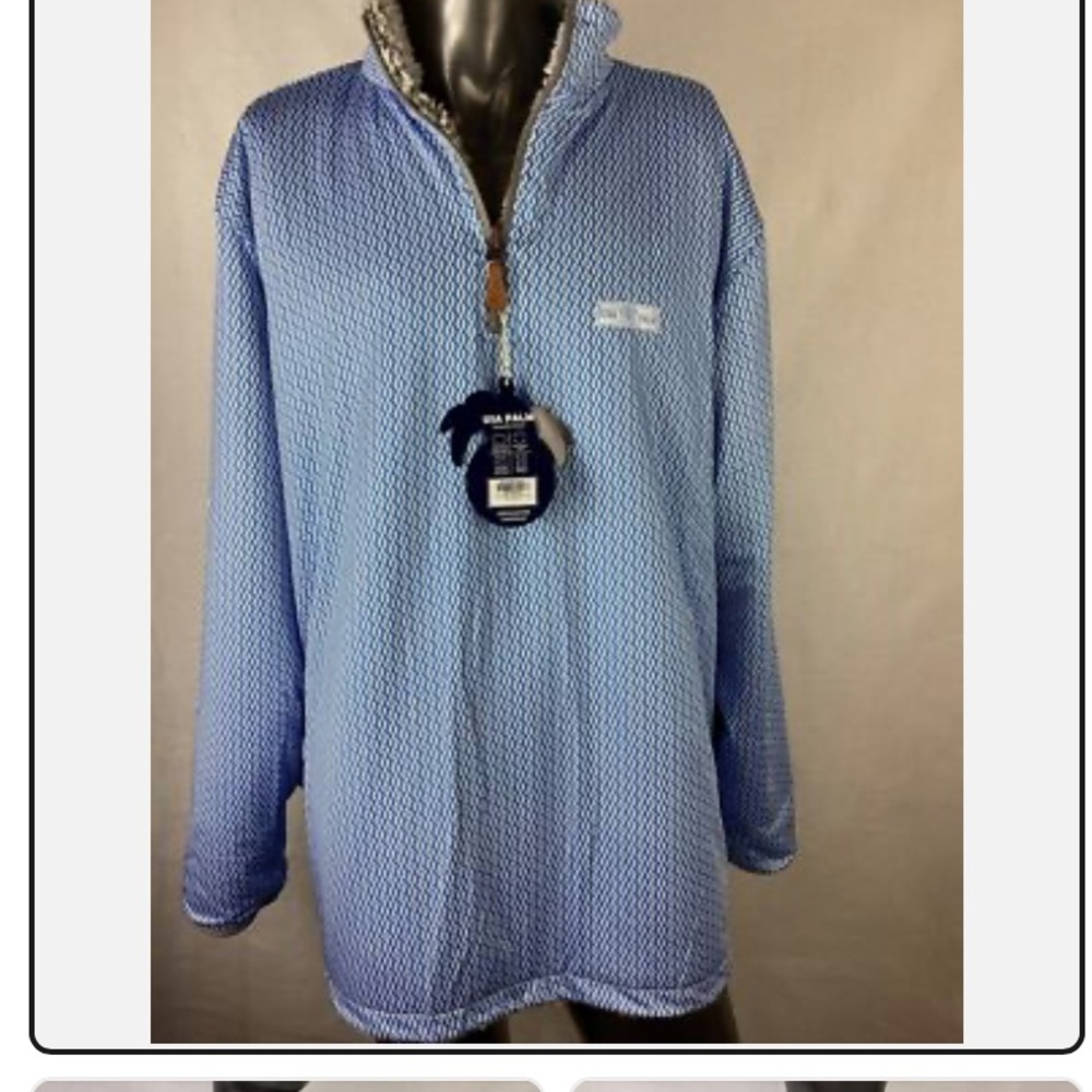 USA PALM Men's Blue Half-Zip Lightweight Jacket Double Sided
